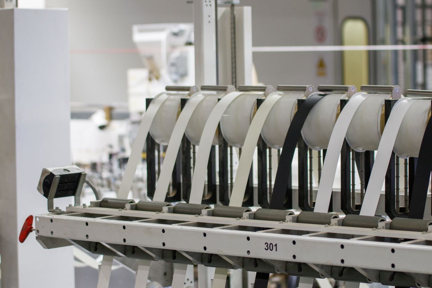 Industrial machine running on a manufacturing floor